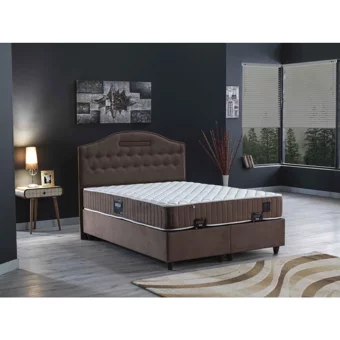 İpek Mobilya Nima 100x200 cm Başlıklı Yataklı Sandıklı Tek Kişilik Baza Seti Sütlü Kahve