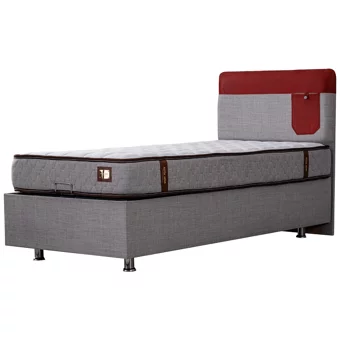 Setay Flora 90x190 cm Başlıklı Yataklı Sandıklı Tek Kişilik Baza Seti Gri