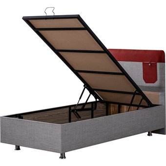 Setay Flora 90x190 cm Başlıklı Yataklı Sandıklı Tek Kişilik Baza Seti Gri