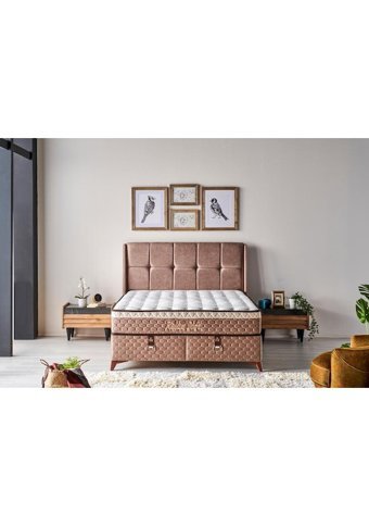 Mobilya Dükkanım Relax Soft 90x200 cm Başlıklı Yataklı Sandıklı Tek Kişilik Baza Seti Bej