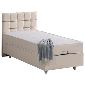 Setay Tavira 100x200 cm Başlıklı Yataklı Sandıklı Tek Kişilik Baza Seti Krem