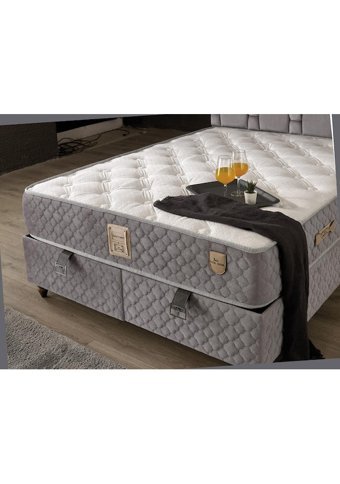 Mobilya Dükkanım Stone 90x190 cm Başlıklı Yataklı Sandıklı Tek Kişilik Baza Seti Gri