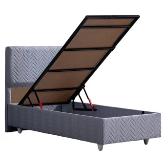 Setay Kristal 120x200 cm Başlıklı Yataklı Sandıklı Tek Kişilik Baza Seti Gri