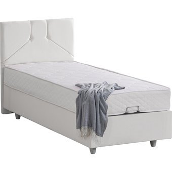 Setay Wick 100x200 cm Başlıklı Sandıklı Tek Kişilik Baza Seti Beyaz