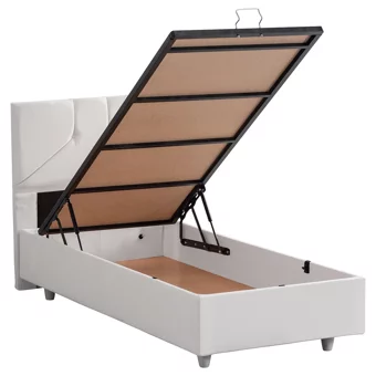 Setay Wick 100x200 cm Başlıklı Sandıklı Tek Kişilik Baza Seti Beyaz