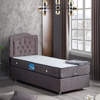 Setay Şah 100x200 cm Başlıklı Yataklı Sandıklı Tek Kişilik Baza Seti Antrasit Gri