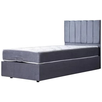 Cesur Letto 90x190 cm Başlıklı Yataklı Sandıklı Tek Kişilik Baza Seti Gri