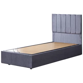 Cesur Letto 90x190 cm Başlıklı Yataklı Sandıklı Tek Kişilik Baza Seti Gri