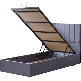 Cesur Letto 90x190 cm Başlıklı Yataklı Sandıklı Tek Kişilik Baza Seti Gri