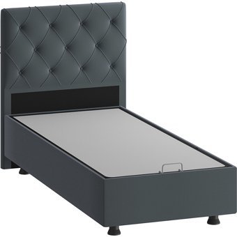 Mobpazar Vega 90x190 cm Başlıklı Yataklı Sandıklı Tek Kişilik Baza Seti Antrasit