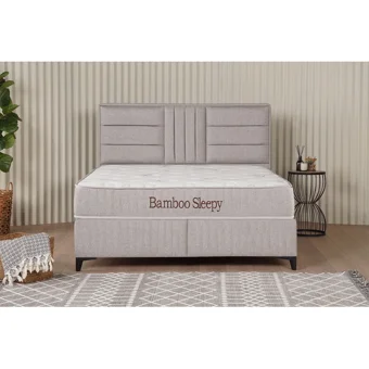 Kilim Mobilya Bamboo Sleepy 140x190 cm Başlıklı Yataklı Sandıklı Tek Kişilik Baza Seti Krem