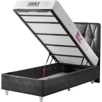 Belletto 90x190 cm Başlıklı Sandıklı Tek Kişilik Baza Seti Siyah