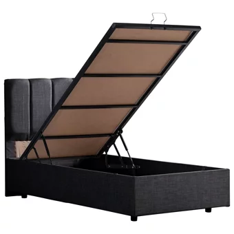 Setay Defne 120x200 cm Başlıklı Yataklı Sandıklı Tek Kişilik Baza Seti Gri