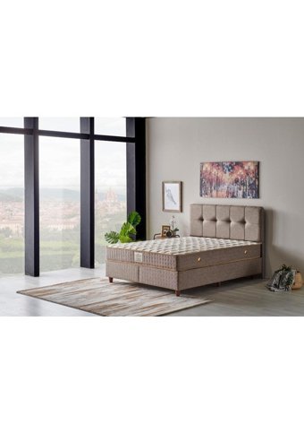 Mobilya Dükkanım Vega 90x190 cm Başlıklı Yataklı Sandıklı Tek Kişilik Baza Seti Krem