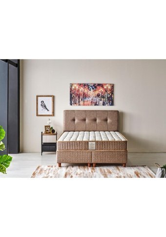Mobilya Dükkanım Vega 90x190 cm Başlıklı Yataklı Sandıklı Tek Kişilik Baza Seti Krem