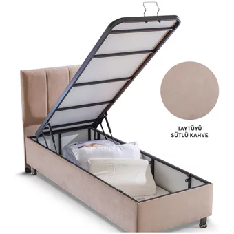 Alf Cyristal Plus 100x200 cm Başlıklı Sandıklı Tek Kişilik Baza Seti Kahverengi