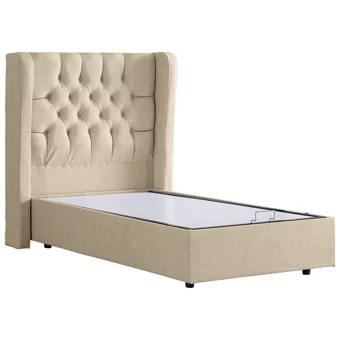 Setay Riga 90x190 cm Başlıklı Yataklı Sandıklı Tek Kişilik Baza Seti Krem