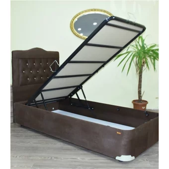 Bengi Ticaret 90x190 cm Başlıklı Sandıklı Tek Kişilik Baza Seti Kahverengi