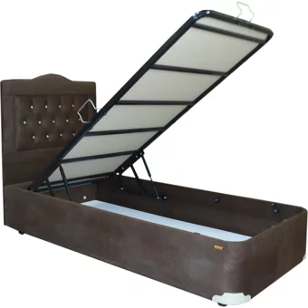 Bengi Ticaret 90x190 cm Başlıklı Sandıklı Tek Kişilik Baza Seti Kahverengi