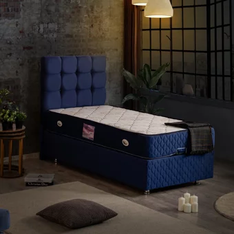 Setay Duke 90x190 cm Başlıklı Yataklı Sandıklı Tek Kişilik Baza Seti Lacivert