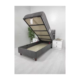 İpek Mobilya Volo 90x190 cm Başlıklı Yataklı Sandıklı Tek Kişilik Baza Seti Gri