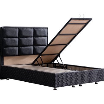Setay Grande 120x200 cm Başlıklı Sandıklı Tek Kişilik Baza Seti Antrasit Gri