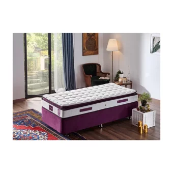 Niron Yatak Purple 100x200 cm Başlıklı Yataklı Sandıklı Tek Kişilik Baza Seti Mor