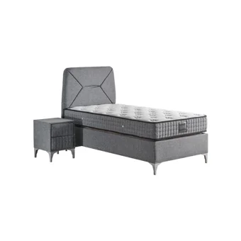 Mobilya Dükkanım Lotus 100x200 cm Başlıklı Yataklı Sandıklı Tek Kişilik Baza Seti Siyah