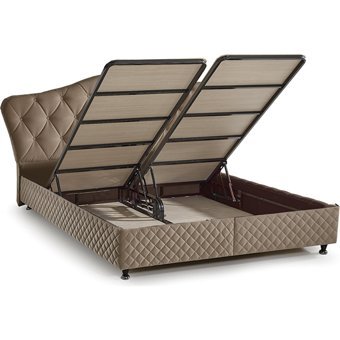 Mobilya Dükkanım Atlas 120x200 cm Başlıklı Sandıklı Tek Kişilik Baza Seti Bej