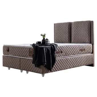 Setay Elegance 90x200 cm Başlıklı Yataklı Sandıklı Tek Kişilik Baza Seti Kahverengi