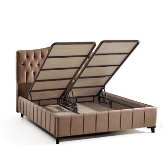 Mobilya Dükkanım Elegance 100x200 cm Başlıklı Sandıklı Tek Kişilik Baza Seti Bej