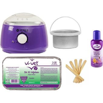 Semsa 1+1 Kazanlı Ağda Makinesi + Azulen El Ağdası + Spatula + Temizleme Yağı