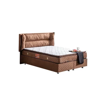 Setay Barselona 90x190 cm Başlıklı Yataklı Sandıklı Tek Kişilik Baza Seti Kahverengi