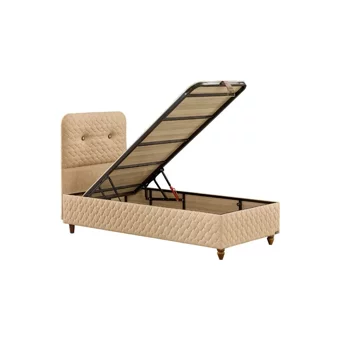 Mobilya Dükkanım Sofia 90x200 cm Başlıksız Sandıklı Tek Kişilik Baza Seti Krem