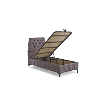 Mobilya Dükkanım Elia 100x200 cm Başlıklı Yataklı Sandıklı Tek Kişilik Baza Seti Siyah