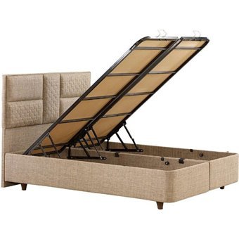 Mobilya Dükkanım Tetra 90x200 cm Başlıksız Sandıklı Tek Kişilik Baza Seti Krem