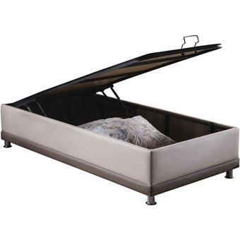 Weltew Home Karamel 120x200 cm Başlıksız Sandıklı Tek Kişilik Baza Seti Krem