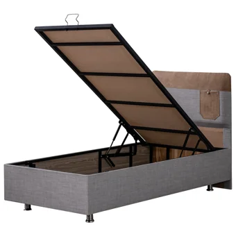 Setay Flora 90x200 cm Başlıklı Yataklı Sandıklı Tek Kişilik Baza Seti Kahverengi
