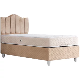 Cesur Trend 120x200 cm Başlıklı Yataklı Sandıklı Tek Kişilik Baza Seti Bej