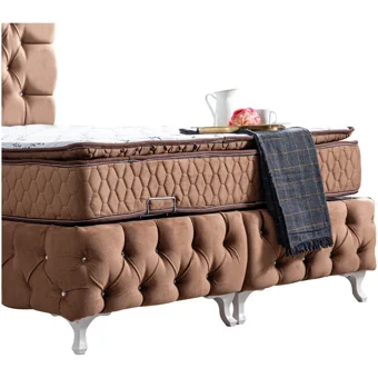 Setay Roma 90x190 cm Başlıklı Yataklı Sandıklı Tek Kişilik Baza Seti Kahverengi