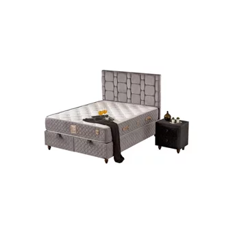 Mobilya Dükkanım Stone 90x200 cm Başlıklı Yataklı Sandıklı Tek Kişilik Baza Seti Gri
