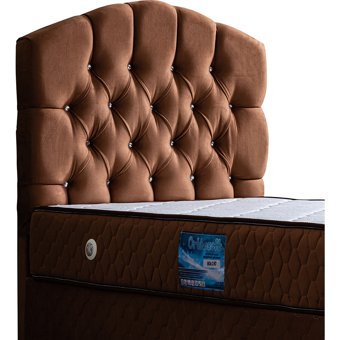 Setay Zümrüt 90x190 cm Başlıklı Yataklı Sandıklı Tek Kişilik Baza Seti Kahverengi
