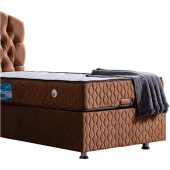 Setay Zümrüt 90x190 cm Başlıklı Yataklı Sandıklı Tek Kişilik Baza Seti Kahverengi