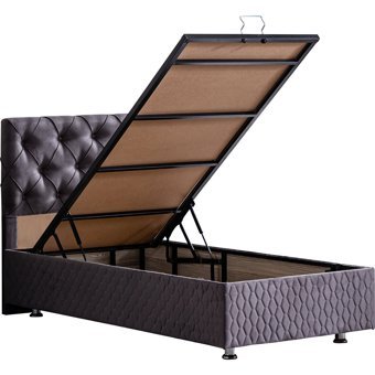 Setay Vita 90x200 cm Başlıklı Yataklı Sandıklı Tek Kişilik Baza Seti Antrasit Gri