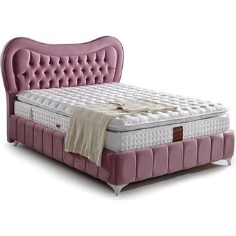 Mobilya Dükkanım Paris 90x190 cm Başlıklı Yataklı Sandıklı Tek Kişilik Baza Seti Pembe