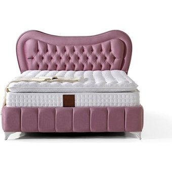 Mobilya Dükkanım Paris 90x190 cm Başlıklı Yataklı Sandıklı Tek Kişilik Baza Seti Pembe