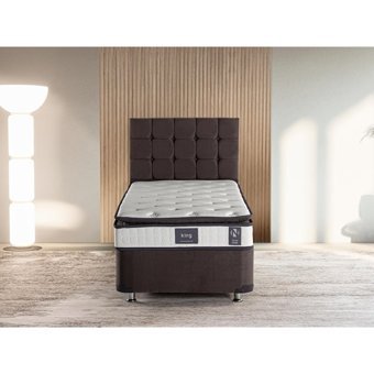 Niron King 100x200 cm Başlıklı Yataklı Sandıklı Tek Kişilik Baza Seti Beyaz