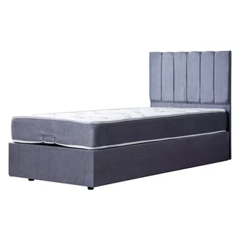 Setay Cesur 90x190 cm Başlıklı Yataklı Sandıklı Tek Kişilik Baza Seti Açık Gri