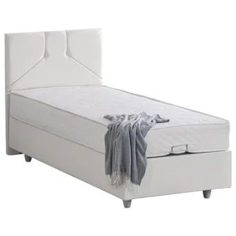 Setay Wick 90x200 cm Başlıklı Yataklı Sandıklı Tek Kişilik Baza Seti Beyaz