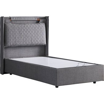 Setay Zagreb 100x200 cm Başlıklı Yataklı Sandıklı Tek Kişilik Baza Seti Gri